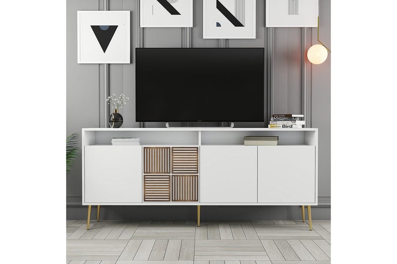 Konsolipöytä Milanda 180 cm - Kulta/Valkoinen - Huonekalut - TV- & Mediakalusteet - TV-kaappi