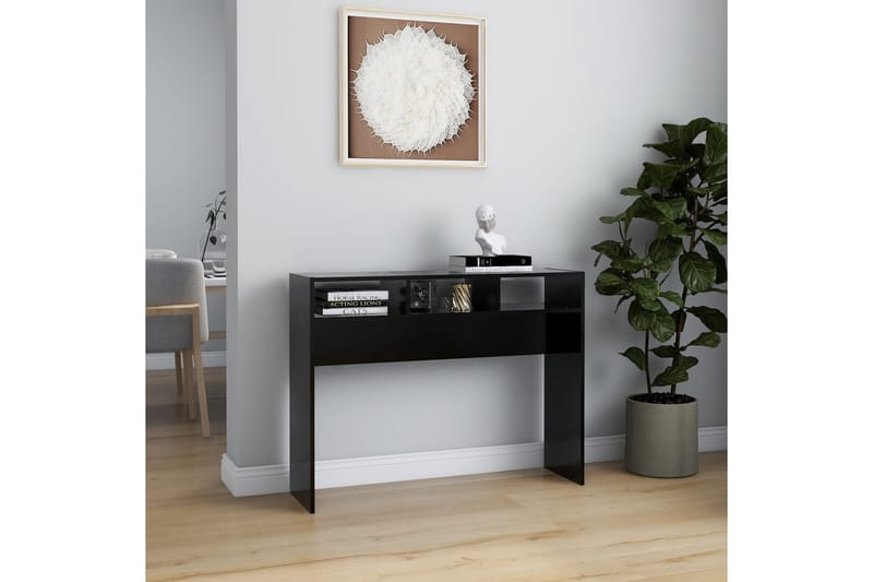 Konsolipöytä musta 105x30x80 cm lastulevy - Huonekalut - Pöytä & ruokailuryhmä - Apupöytä & sivupöytä - Konsolipöytä