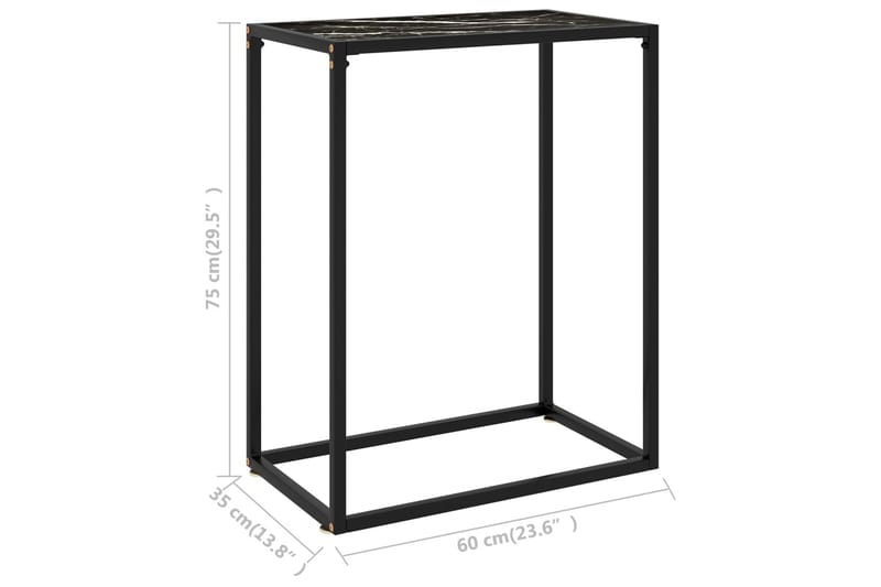 Konsolipöytä musta 60x35x75 cm karkaistu lasi - Huonekalut - Pöytä & ruokailuryhmä - Apupöytä & sivupöytä - Konsolipöytä