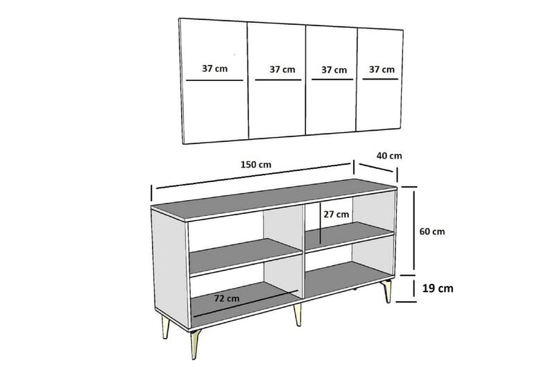 Konsolipöytä Naruyuki 150 cm - Kulta/Valkoinen - Konsolipöytä - Eteispöytä