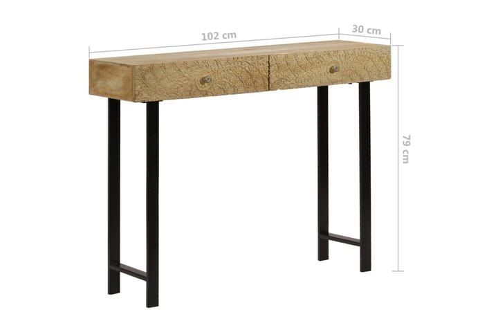 Konsolipöytä täysi mangopuu 102x30x79 cm - Ruskea - Konsolipöytä - Eteispöytä