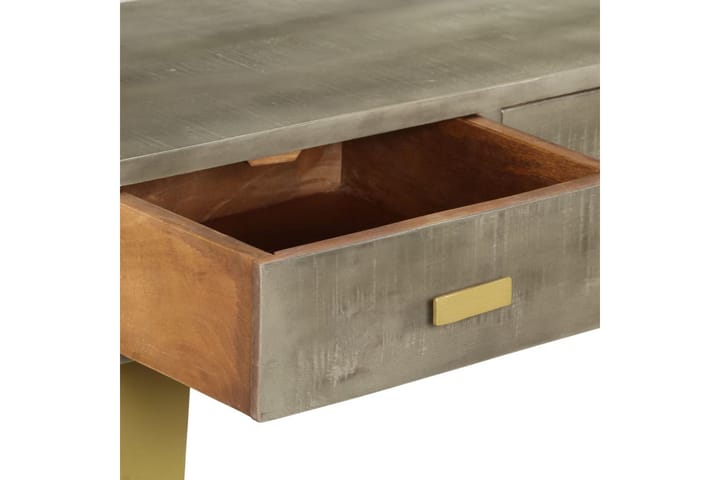 Konsolipöytä täysi mangopuu harmaa messinki 110x35x76 cm - Konsolipöytä - Eteispöytä