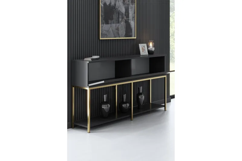 Konsolipöytä Tejmon 150 cm - Harmaa/Kulta - Huonekalut - Pöytä & ruokailuryhmä - Apupöytä & sivupöytä - Konsolipöytä