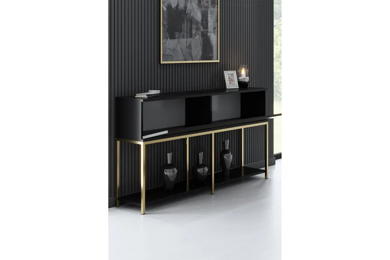Konsolipöytä Tejmon 150 cm - Musta/Kulta - Huonekalut - Pöytä & ruokailuryhmä - Apupöytä & sivupöytä - Konsolipöytä