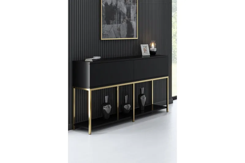 Konsolipöytä Tejmon 150 cm, Musta/Kulta