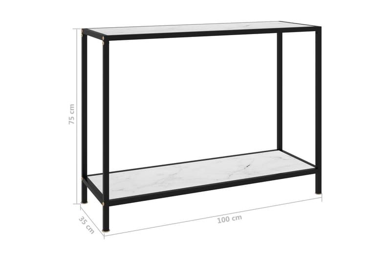 Konsolipöytä valkoinen 100x35x75 cm karkaistu lasi - Valkoinen - Huonekalut - Pöytä & ruokailuryhmä - Apupöytä & sivupöytä - Konsolipöytä