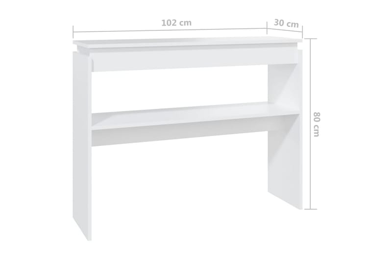 Konsolipöytä valkoinen 102x30x80 cm lastulevy - Valkoinen - Huonekalut - Pöytä & ruokailuryhmä - Apupöytä & sivupöytä - Konsolipöytä