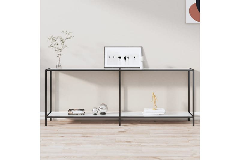 Konsolipöytä valkoinen 200x35x75,5 cm karkaistu lasi - Valkoinen - Huonekalut - Pöytä & ruokailuryhmä - Apupöytä & sivupöytä - Konsolipöytä