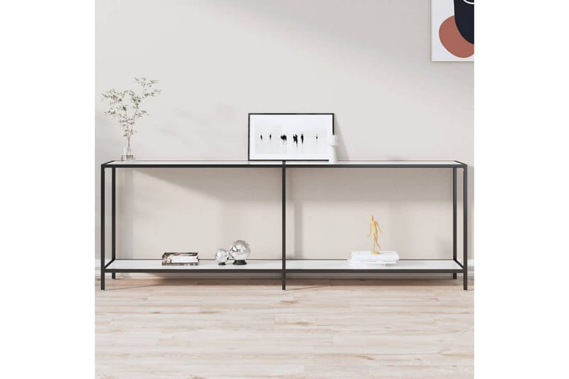 Konsolipöytä valkoinen 220x35x75,5 cm karkaistu lasi - Valkoinen - Huonekalut - Pöytä & ruokailuryhmä - Apupöytä & sivupöytä - Konsolipöytä