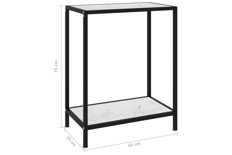 Konsolipöytä valkoinen 60x35x75 cm karkaistu lasi - Valkoinen - Huonekalut - Pöytä & ruokailuryhmä - Apupöytä & sivupöytä - Konsolipöytä