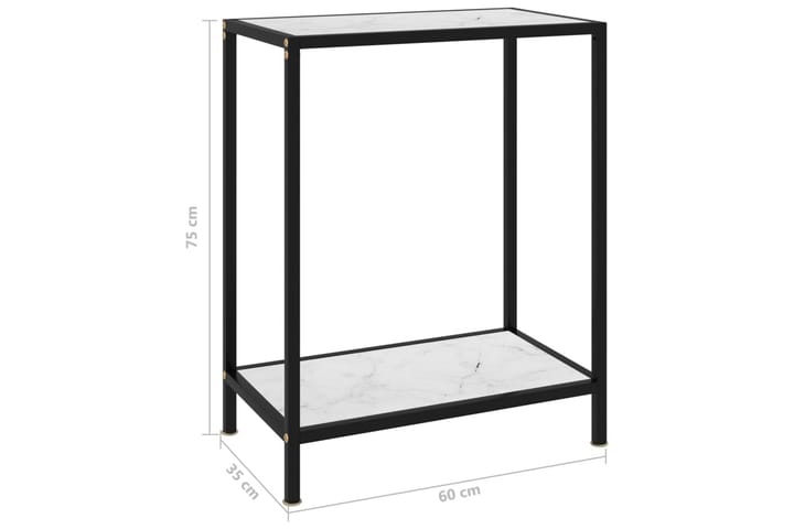 Konsolipöytä valkoinen 60x35x75 cm karkaistu lasi - Valkoinen - Konsolipöytä - Eteispöytä
