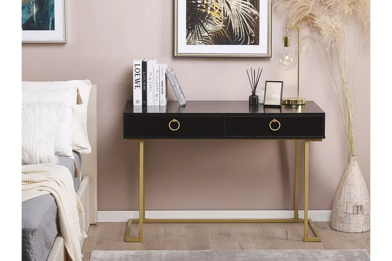 Konsolipöytä/kirjoituspöytä Musta/Kulta WESTPORT - Musta - Huonekalut - Pöytä & ruokailuryhmä - Apupöytä & sivupöytä - Konsolipöytä