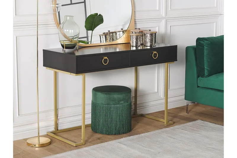 Konsolipöytä/kirjoituspöytä Musta/Kulta WESTPORT - Musta - Huonekalut - Pöytä & ruokailuryhmä - Apupöytä & sivupöytä - Konsolipöytä