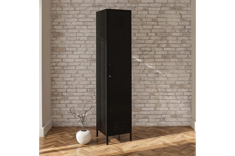 Konsolipöytä Loft24 Korkeakaappi Mission District 38x40x185 cm, musta Svart - Huonekalut - Pöytä & ruokailuryhmä - Apupöytä & sivupöytä - Eteispöytä