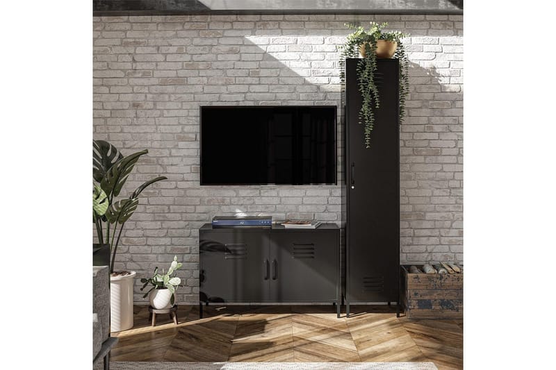 Konsolipöytä Loft24 Korkeakaappi Mission District 38x40x185 cm, musta Svart - Huonekalut - Pöytä & ruokailuryhmä - Apupöytä & sivupöytä - Eteispöytä