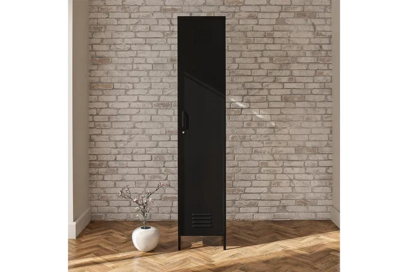 Konsolipöytä Loft24 Korkeakaappi Mission District 38x40x185 cm, musta Svart - Huonekalut - Pöytä & ruokailuryhmä - Apupöytä & sivupöytä - Eteispöytä