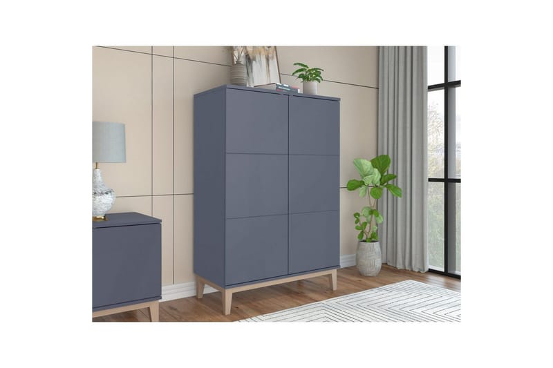 Konsolipöytä Loft24 Pelle korkeakaappi harmaa/Wotan-tammi Grå - Huonekalut - Pöytä & ruokailuryhmä - Apupöytä & sivupöytä - Eteispöytä