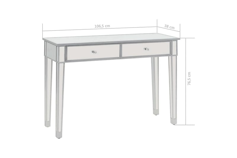 Peilikoristeltu konsolipöytä MDF ja lasi 106,5x38x76,5 cm - Hopea - Huonekalut - Pöytä & ruokailuryhmä - Apupöytä & sivupöytä - Konsolipöytä