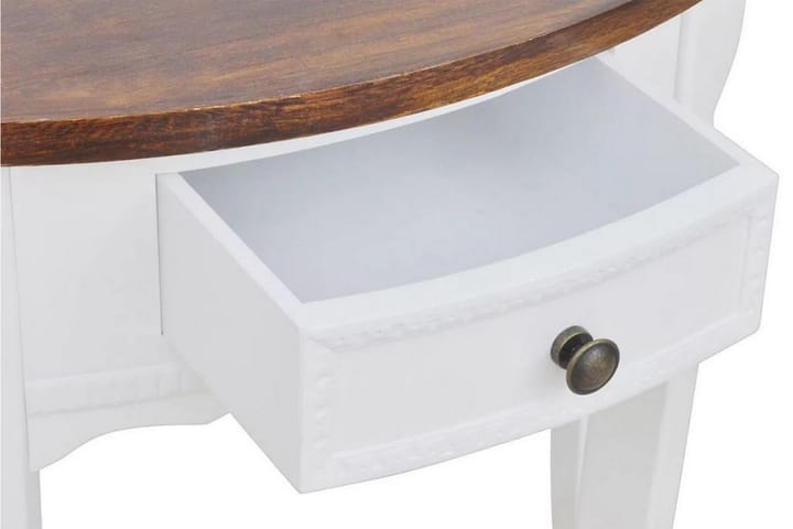 puolipyöreä sivupöytä vetolaatikolla Ruskea pöytälevy - Valkoinen - Konsolipöytä - Eteispöytä