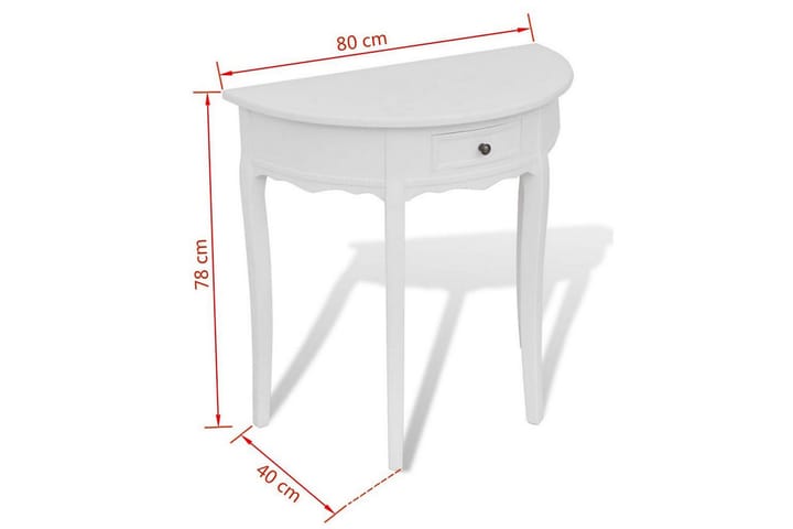 Puolipyöreä sivupöytä vetolaatikolla Valkoinen - Valkoinen - Konsolipöytä - Eteispöytä