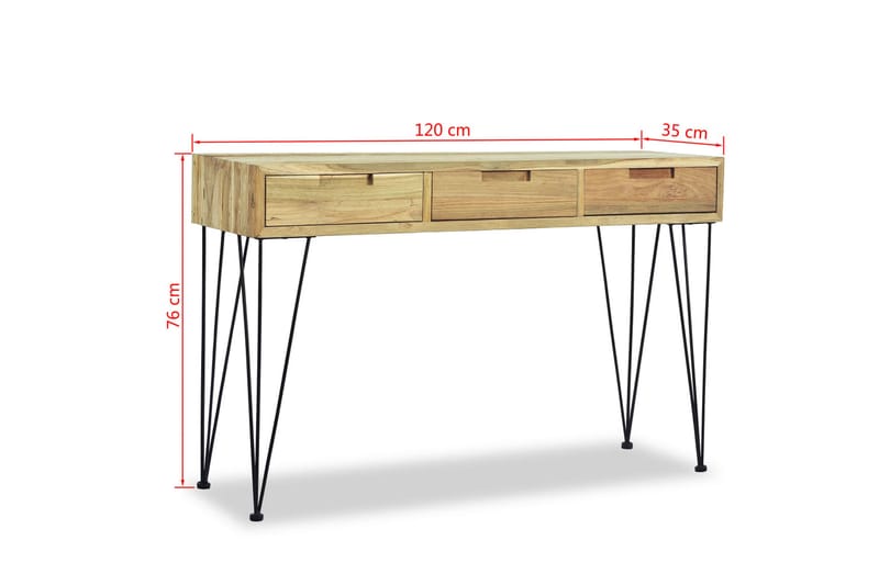 Sivupöytä 120x35x76 cm Kiinteä tiikki - Ruskea - Huonekalut - Pöytä & ruokailuryhmä - Apupöytä & sivupöytä - Konsolipöytä