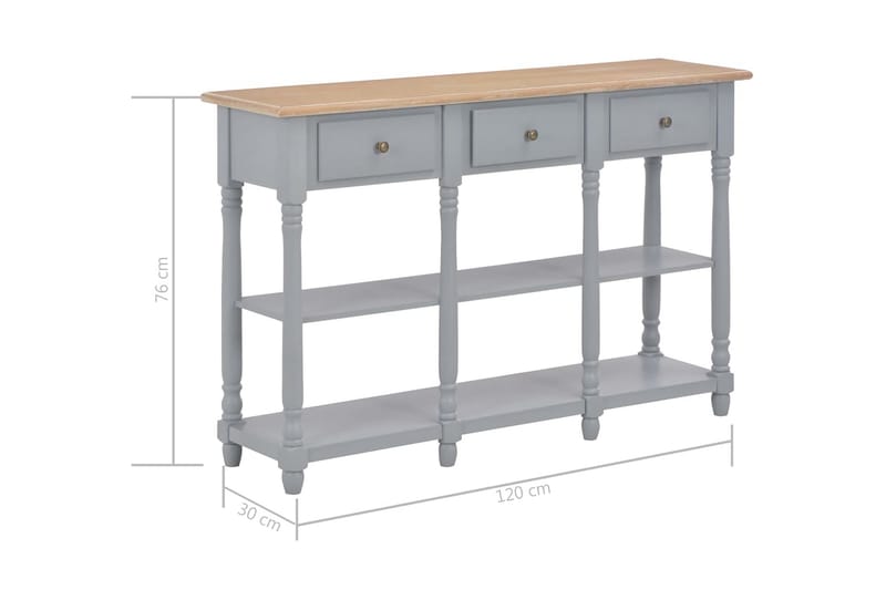 Sivupöytä harmaa 120x30x76 cm MDF - Harmaa - Huonekalut - Pöytä & ruokailuryhmä - Apupöytä & sivupöytä - Konsolipöytä