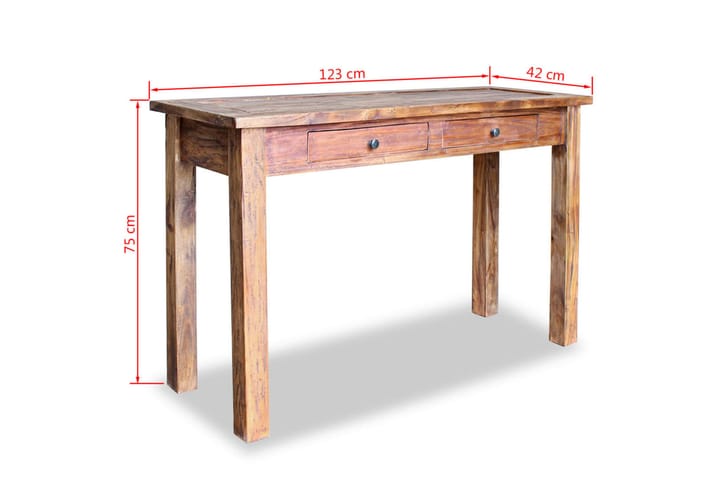 Sivupöytä Kiinteä kierrätetty puu 123x42x75 cm - Ruskea - Konsolipöytä - Eteispöytä