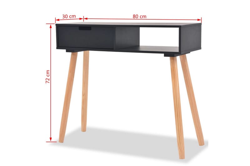 Sivupöytä Täysi mänty 80x30x72 cm Musta - Musta - Huonekalut - Pöytä & ruokailuryhmä - Apupöytä & sivupöytä - Konsolipöytä