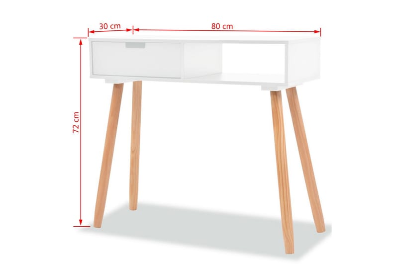Sivupöytä Täysi mänty 80x30x72 cm Valkoinen - Valkoinen - Huonekalut - Pöytä & ruokailuryhmä - Apupöytä & sivupöytä - Konsolipöytä