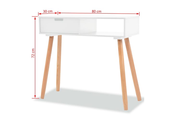 Sivupöytä Täysi mänty 80x30x72 cm Valkoinen - Valkoinen - Konsolipöytä - Eteispöytä