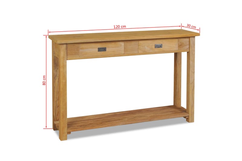 Sivupöytä Täysi tiikki 120x30x80 cm - Ruskea - Huonekalut - Pöytä & ruokailuryhmä - Apupöytä & sivupöytä - Konsolipöytä