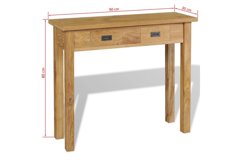 Sivupöytä Täysi tiikki 90x30x80 cm - Ruskea - Huonekalut - Pöytä & ruokailuryhmä - Apupöytä & sivupöytä - Konsolipöytä