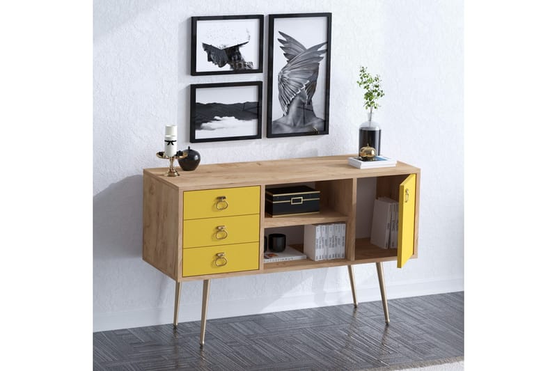 Sivupöytä Tammi/Keltainen - Huonekalut - Pöytä & ruokailuryhmä - Apupöytä & sivupöytä - Konsolipöytä