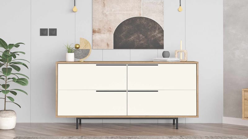 konsolipöytä Skye Decor Dara (160 x 74,3 x 44,5 cm) luonnonvalkoinen - Luonnonväri ja valkoinen - Huonekalut - Pöytä & ruokailuryhmä - Apupöytä & sivupöytä - Eteispöytä