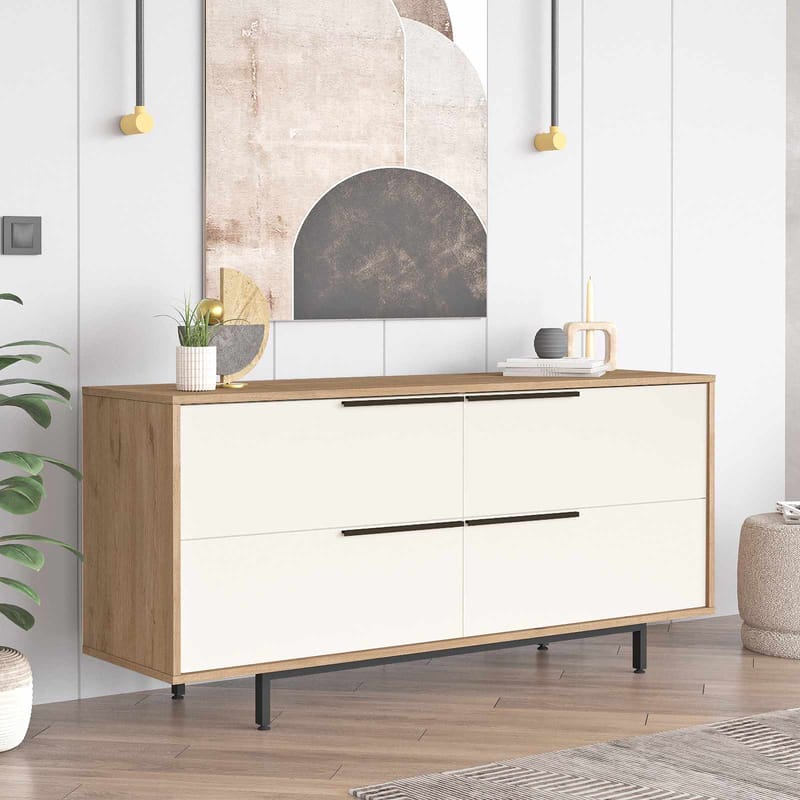 konsolipöytä Skye Decor Dara (160 x 74,3 x 44,5 cm) luonnonvalkoinen - Luonnonväri ja valkoinen - Huonekalut - Pöytä & ruokailuryhmä - Apupöytä & sivupöytä - Eteispöytä