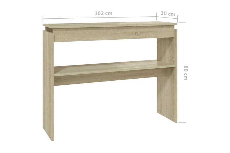 Konsolipöytä Sonoma-tammi 102x30x80 cm lastulevy - Ruskea - Huonekalut - Pöytä & ruokailuryhmä - Apupöytä & sivupöytä - Konsolipöytä