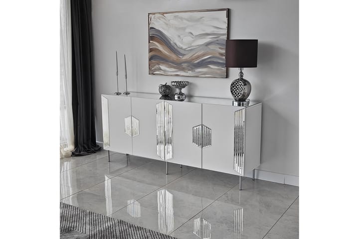 Konsolipöytä Stokkum 180 cm - Valkoinen/Hopea - Konsolipöytä - Eteispöytä