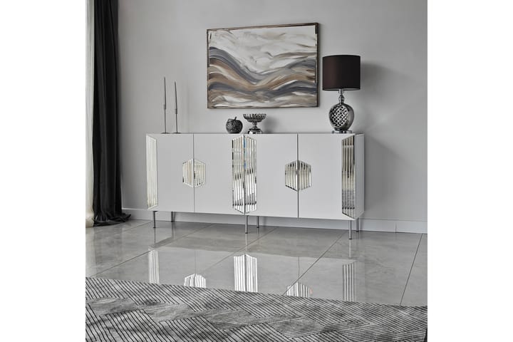 Konsolipöytä Stokkum 180 cm - Valkoinen/Hopea - Konsolipöytä - Eteispöytä