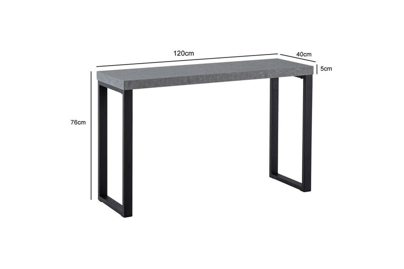 Konsolipöytä Wohnling 120 cm moderni konsoli metallijaloilla Harmaa - Harmaa - Huonekalut - Pöytä & ruokailuryhmä - Apupöytä & sivupöytä - Konsolipöytä