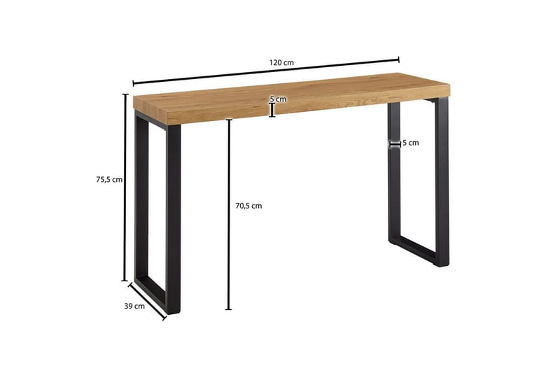 Konsolipöytä Wohnling 120 cm moderni konsoli metallijaloilla Ruskea - Ruskea - Huonekalut - Pöytä & ruokailuryhmä - Apupöytä & sivupöytä - Konsolipöytä