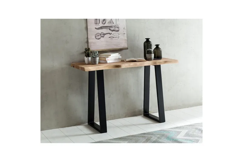 Konsolipöytä Wohnling Gaya-massiivipuinen maalaistyyli puun reunalla - Huonekalut - Pöytä & ruokailuryhmä - Apupöytä & sivupöytä - Konsolipöytä