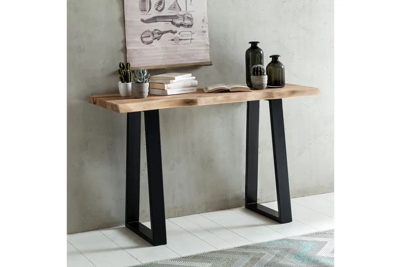 Konsolipöytä Wohnling Gaya-massiivipuinen maalaistyyli puun reunalla - Huonekalut - Pöytä & ruokailuryhmä - Apupöytä & sivupöytä - Konsolipöytä
