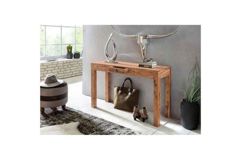 Konsolipöytä Wohnling massivipuu, 1 laatikko, maalaismainen tyyli Akaasia - Akaasia - Huonekalut - Pöytä & ruokailuryhmä - Apupöytä & sivupöytä - Konsolipöytä