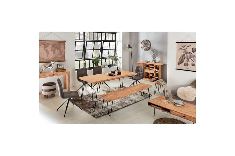 Konsolipöytä Wohnling massivipuu, 1 laatikko, maalaismainen tyyli Akaasia - Akaasia - Huonekalut - Pöytä & ruokailuryhmä - Apupöytä & sivupöytä - Konsolipöytä