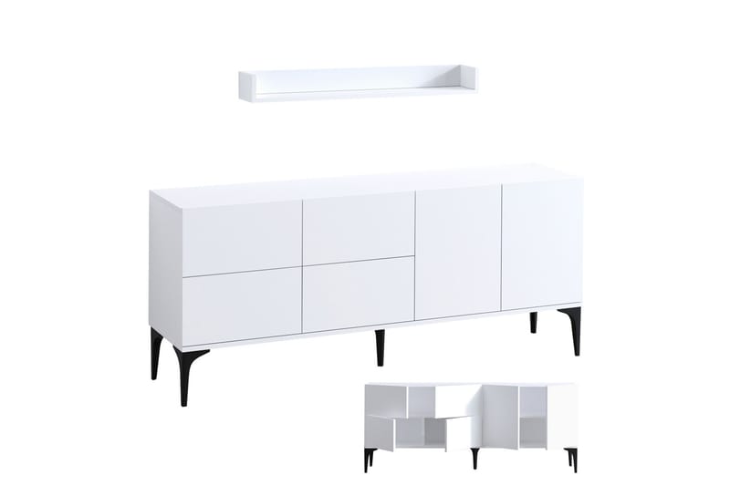 Zortea Konsolipöytä 180x80 cm Valkoinen/Musta - Hanah Home - Huonekalut - Pöytä & ruokailuryhmä - Apupöytä & sivupöytä - Konsolipöytä