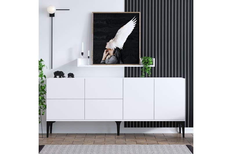Zortea Konsolipöytä 180x80 cm Valkoinen/Musta - Hanah Home - Huonekalut - Pöytä & ruokailuryhmä - Apupöytä & sivupöytä - Konsolipöytä