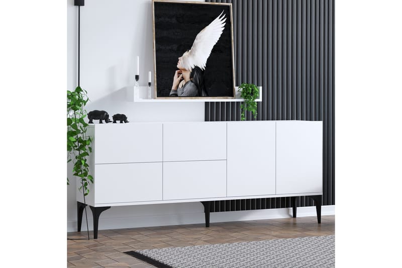 Zortea Konsolipöytä 180x80 cm Valkoinen/Musta - Hanah Home - Huonekalut - Pöytä & ruokailuryhmä - Apupöytä & sivupöytä - Konsolipöytä