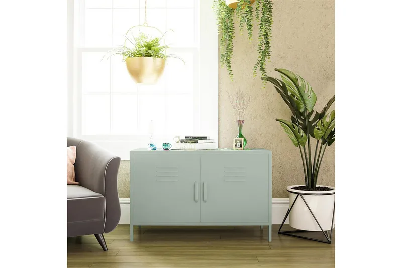 Korkea kaappi Mission District 100x40x64 cm, Haaleanvihreä - 100x40x64 cm, Haaleanvihreä - Säilytys - Kaappi - Säilytyskaappi