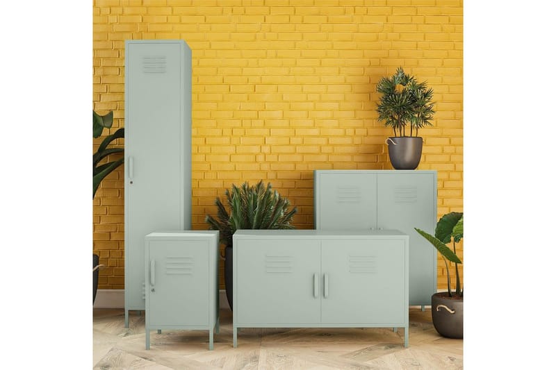 Korkea kaappi Mission District 100x40x64 cm, Haaleanvihreä - 100x40x64 cm, Haaleanvihreä - Säilytys - Kaappi - Säilytyskaappi