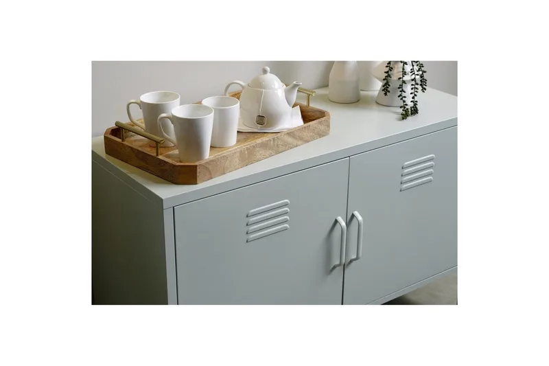 Korkea kaappi Mission District 100x40x64 cm, Haaleanvihreä - 100x40x64 cm, Haaleanvihreä - Säilytys - Kaappi - Säilytyskaappi